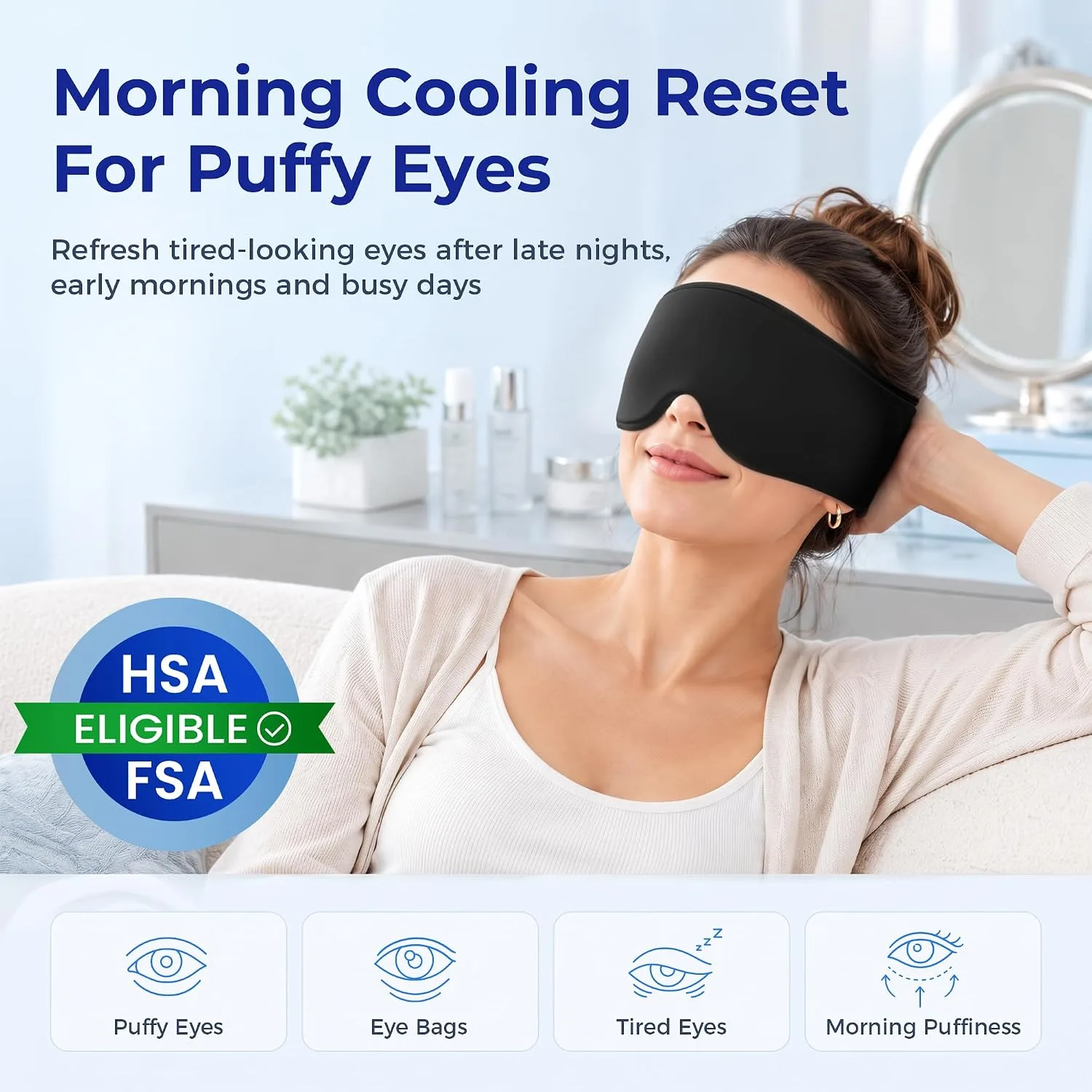 Cooling Gel Eye Mask for Puffy Eyes & Eye Bags, Cold Compress