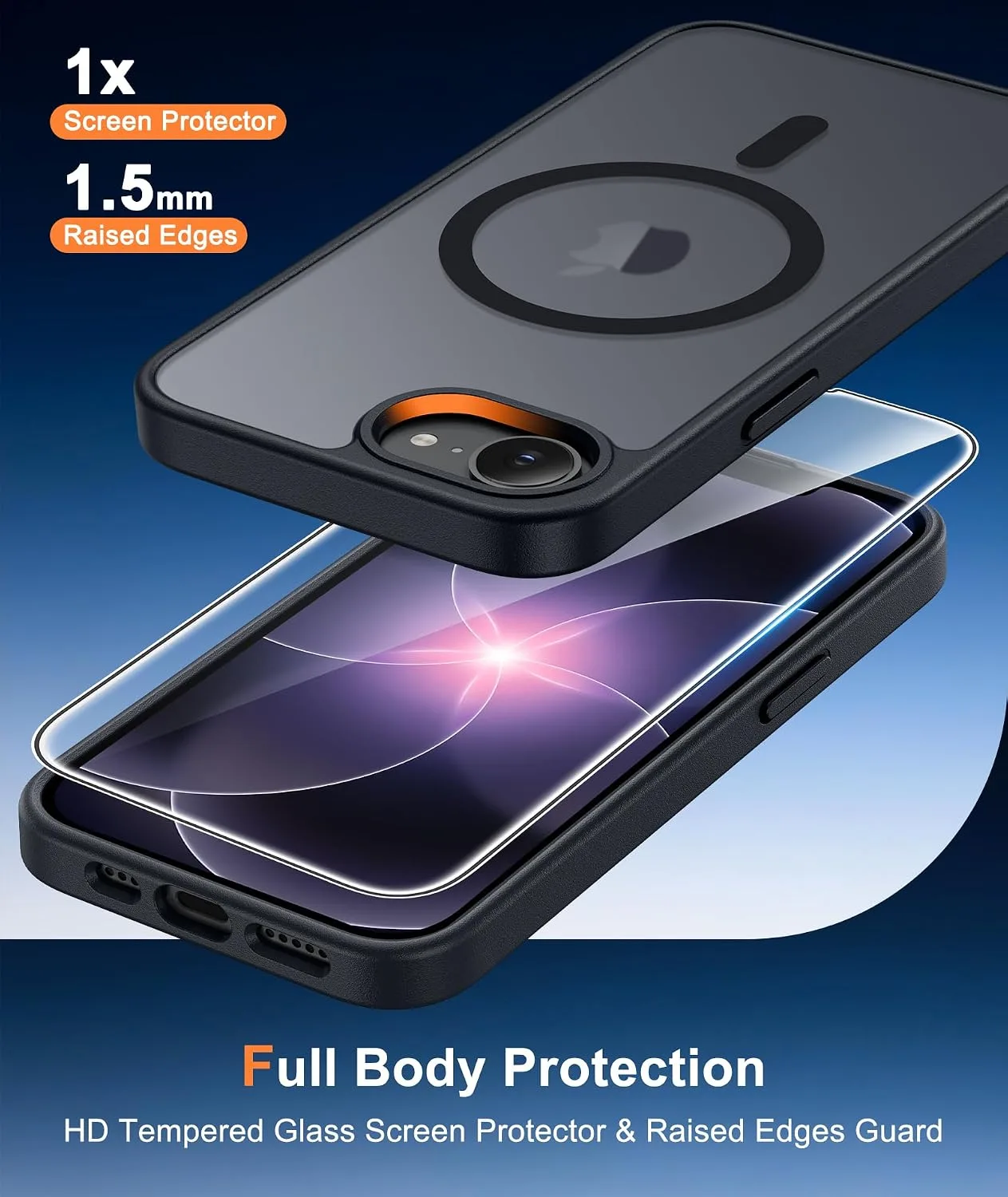 FNTCASE for iPhone 17e / 16e Case Fit for MagSafe Black