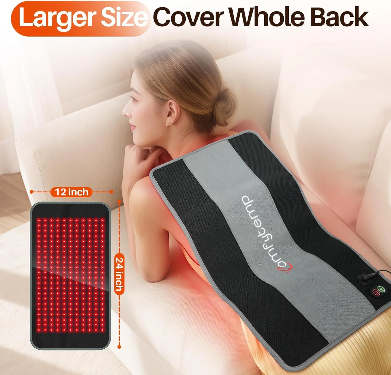 Comfytemp Red Light Therapy Pad for Body, 24'' x 12'', 660nm & 850nm