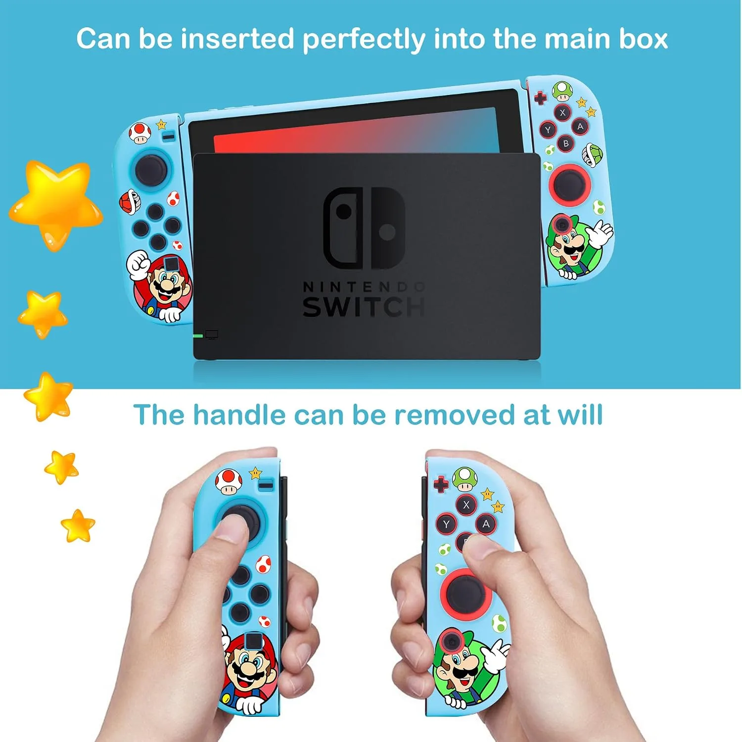 Xcitifun Case Designed for Nintendo Switch for Girls Boys Kids Soft Slim TPU Switch Cases Cute Kawaii Character Cartoon Protective Shell Cover Compatible with Nintendo Switch 2017 - Blue Ma