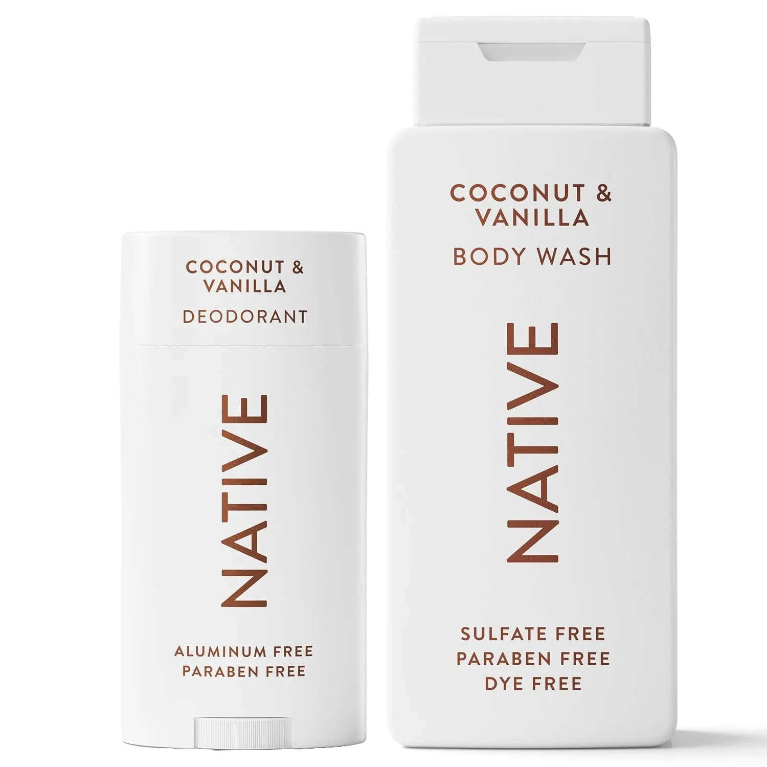 Native Aluminum Free Deodorant & Body Wash Bundle Contains Naturally Derived Ingredients, For Women & Men, Coconut & Vanilla Scent, 2.65 oz & 18 oz (Pack of 2)