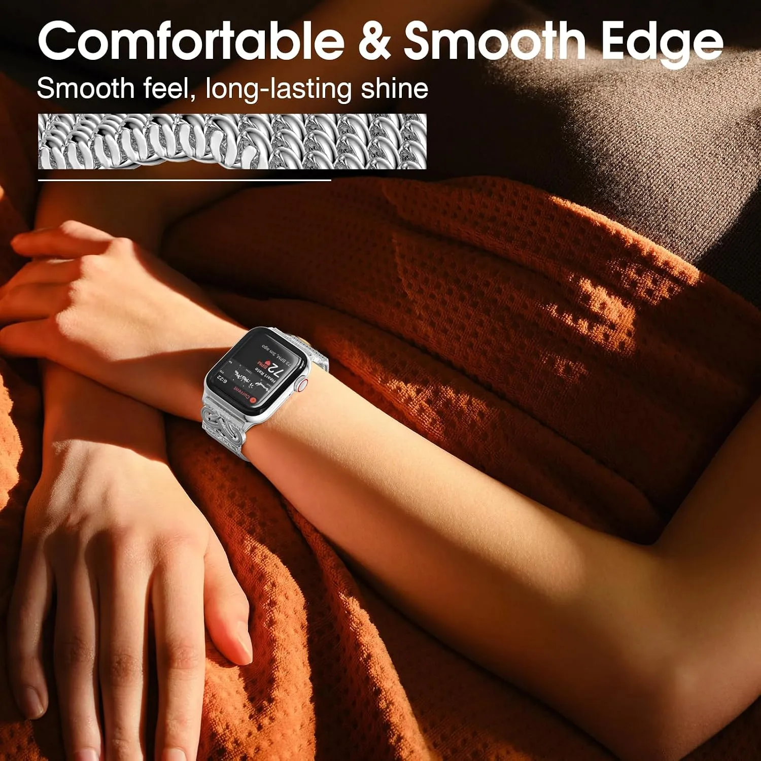 Mesh Sculpted Metal Detail Loop Compatible with Apple Watch Bands for Women