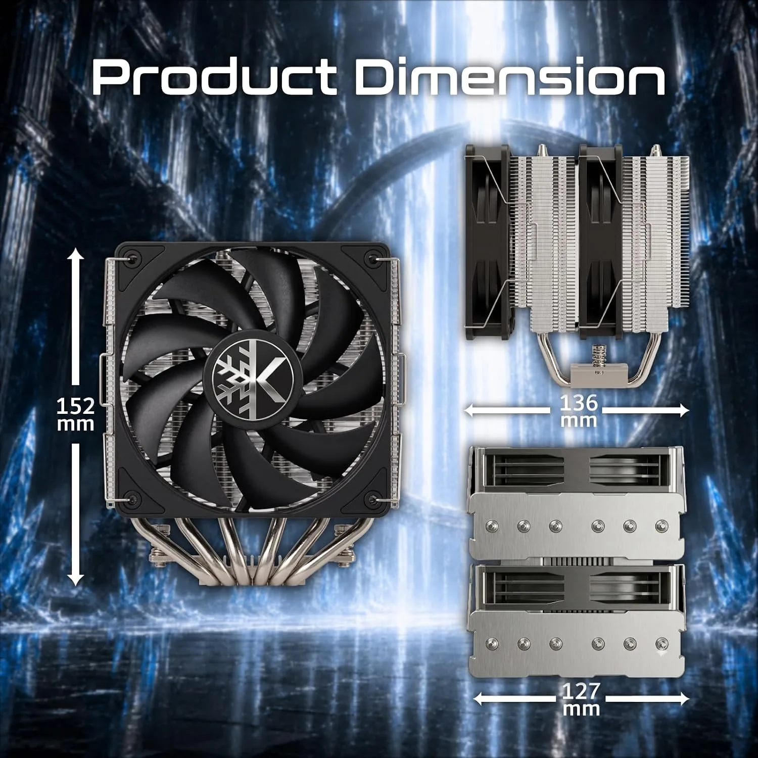 KINGCOOL CRYO Titan SE 120mm Dual-Tower CPU Air Cooler 260W TDP PC Cooler