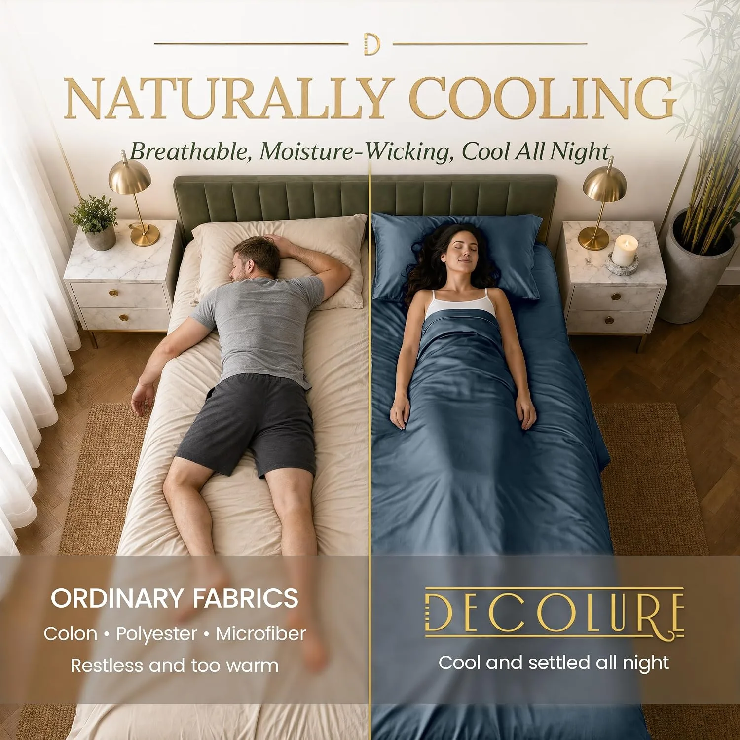 DECOLURE 100% Viscose from Bamboo Sheets King Size | 6 Pc Cooling Bed Set