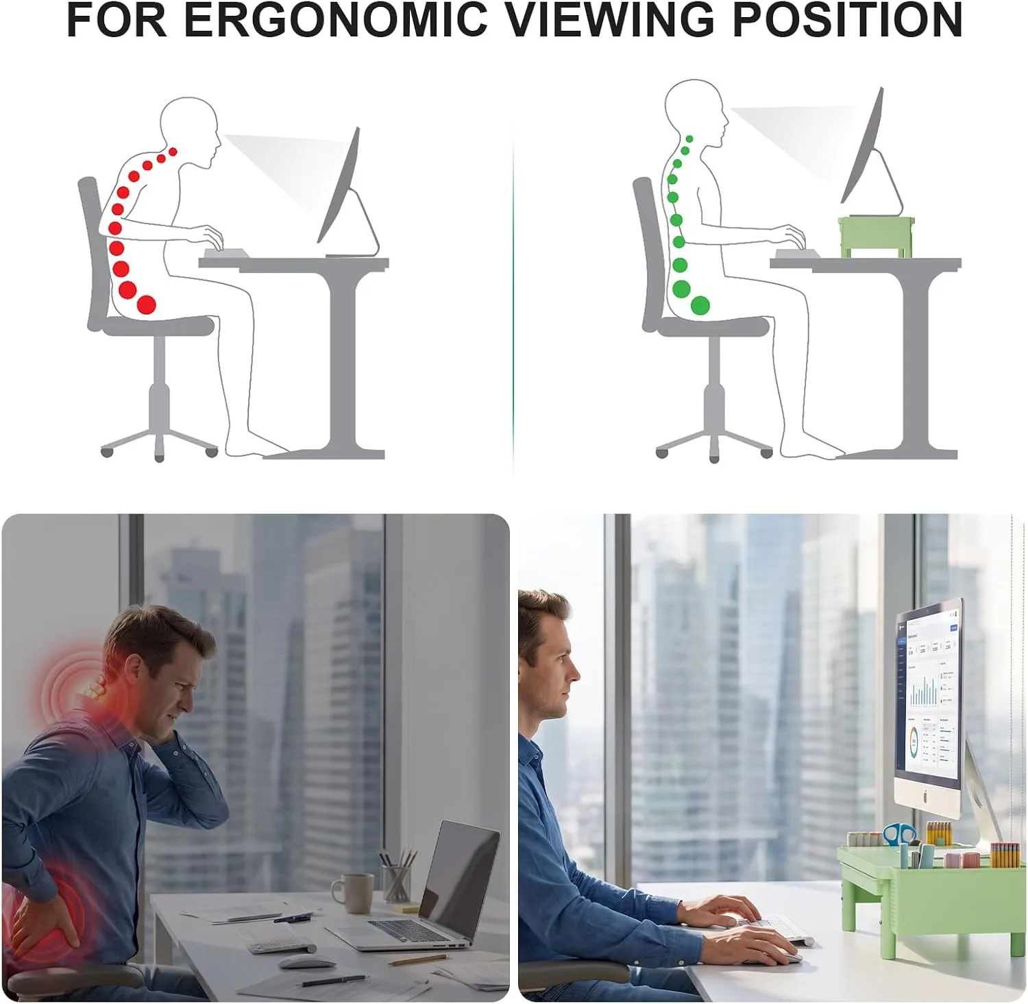 WALI Computer Monitor Stand with Storage and Pen Holder