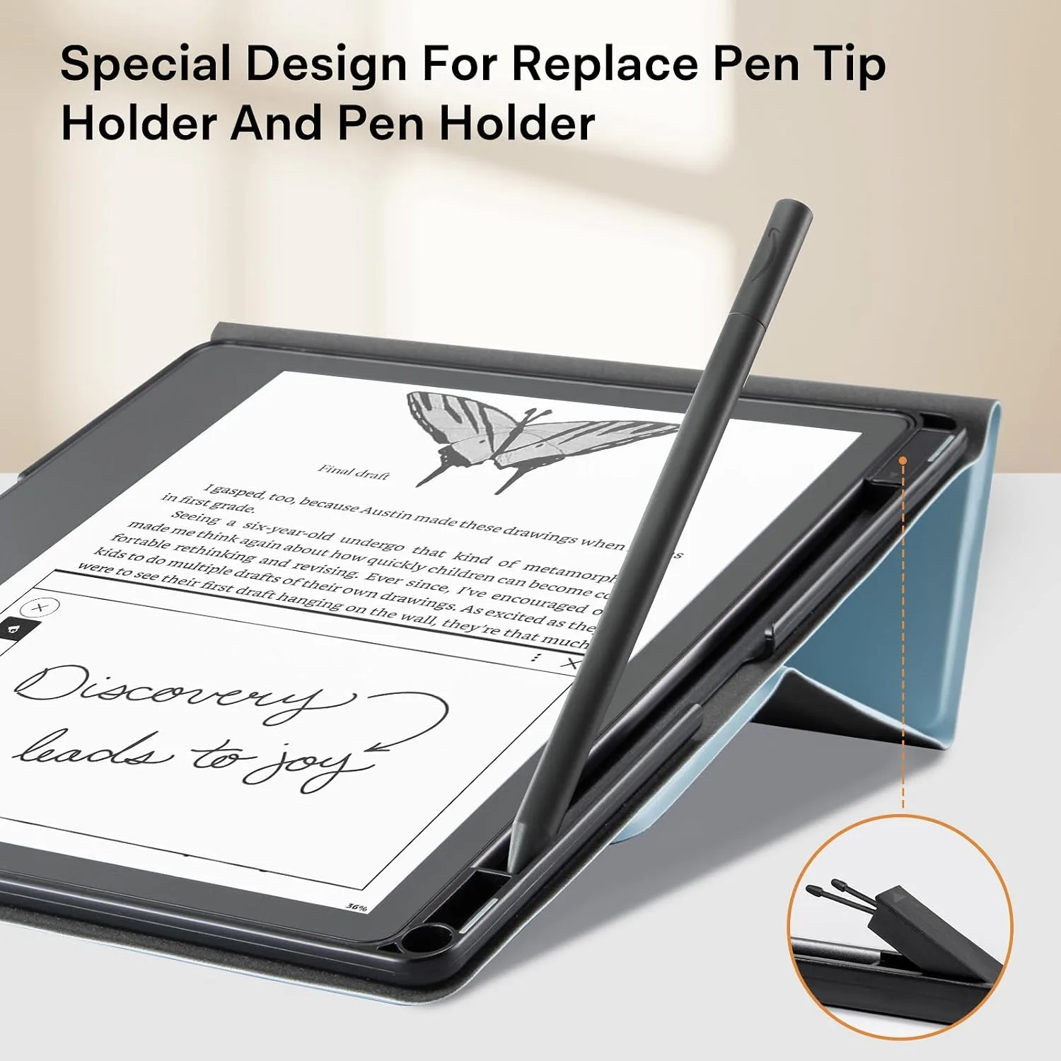 CoBak Stand Case for TCL - Premium Folio Leather Cover with Pen Holder, Auto Sleep/Wake - Compatible with 10.2 Inch eBooK Reader