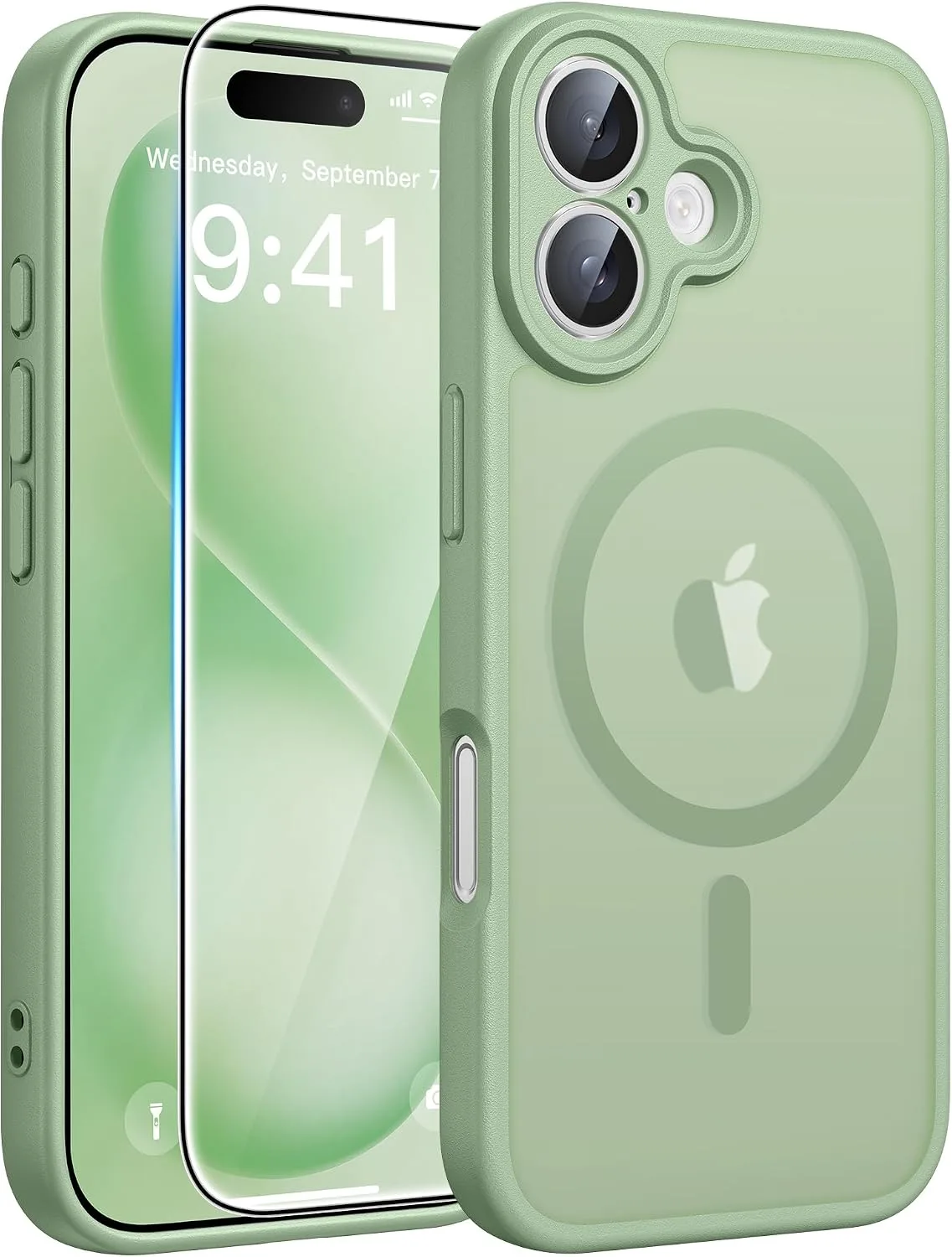 FNTCASE for iPhone 16 Plus Case, Fit for Magsafe, Light Moss