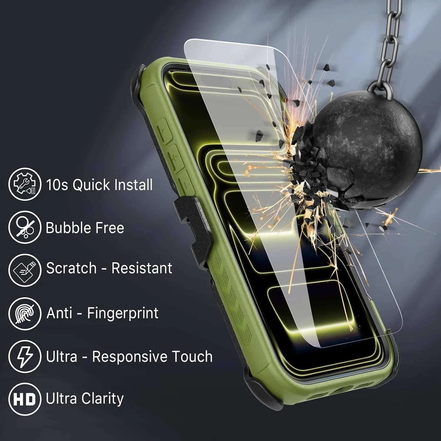 M MYBAT PRO for iPhone 17 Pro Max Case with Belt Clip Holster Army Green