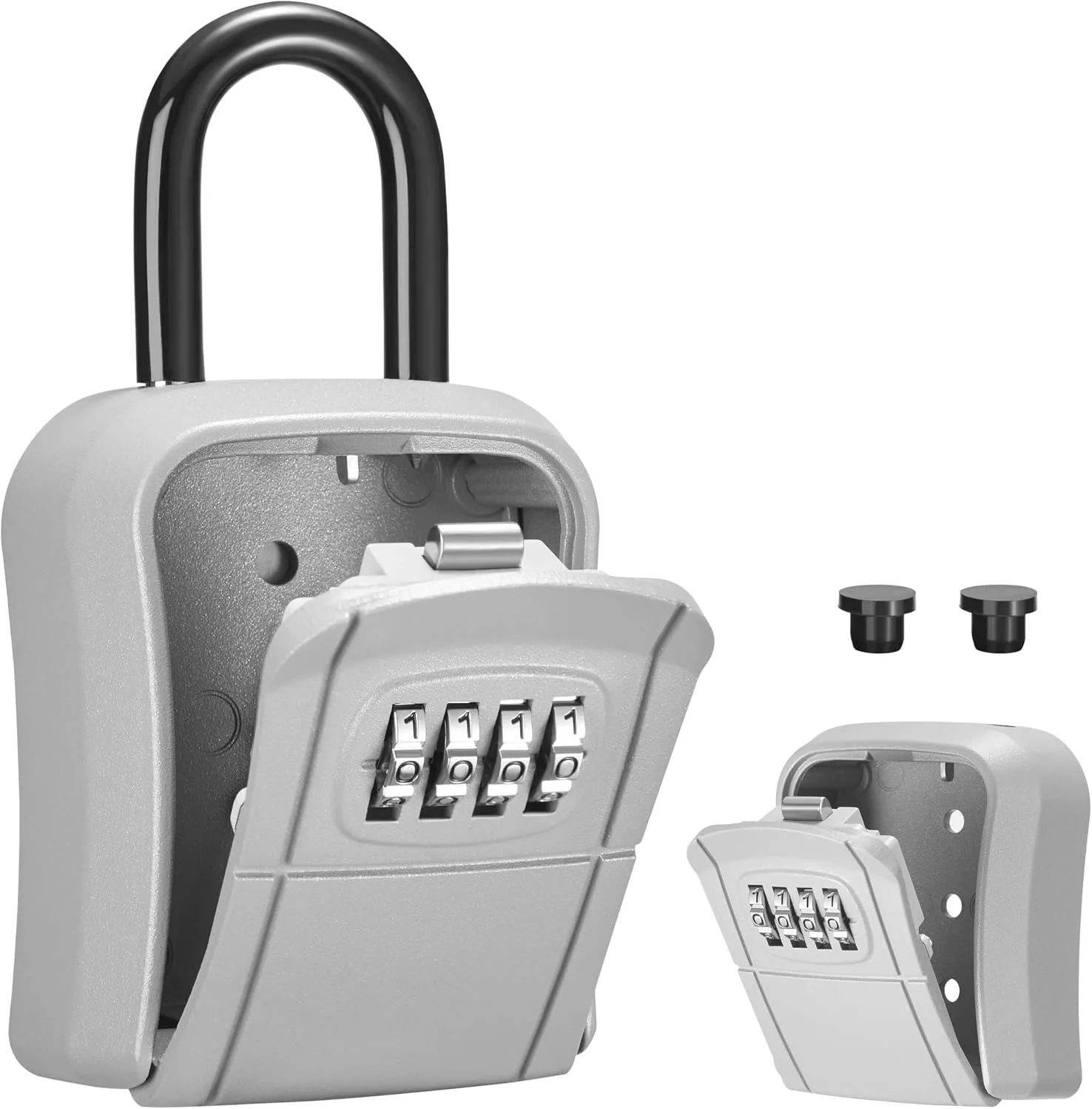 Puroma Key Lock Box Outdoor 4 Digit Code Combination Lockbox House 1 Silver