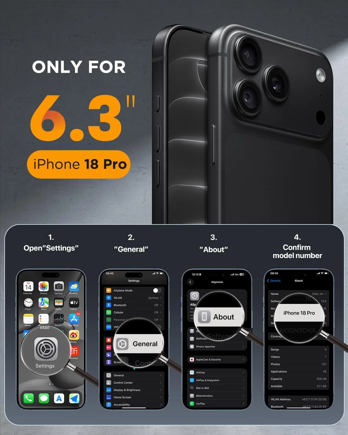 Miracase Magnetic for iPhone 18 Pro Case 6.3", Translucent Matte, Deep Gray