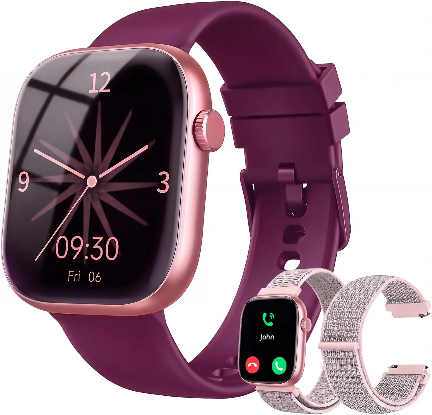 Smartwatch Kiptumtek T7 para mujer Bluetooth llamadas pantalla 1.83" 2 bandas