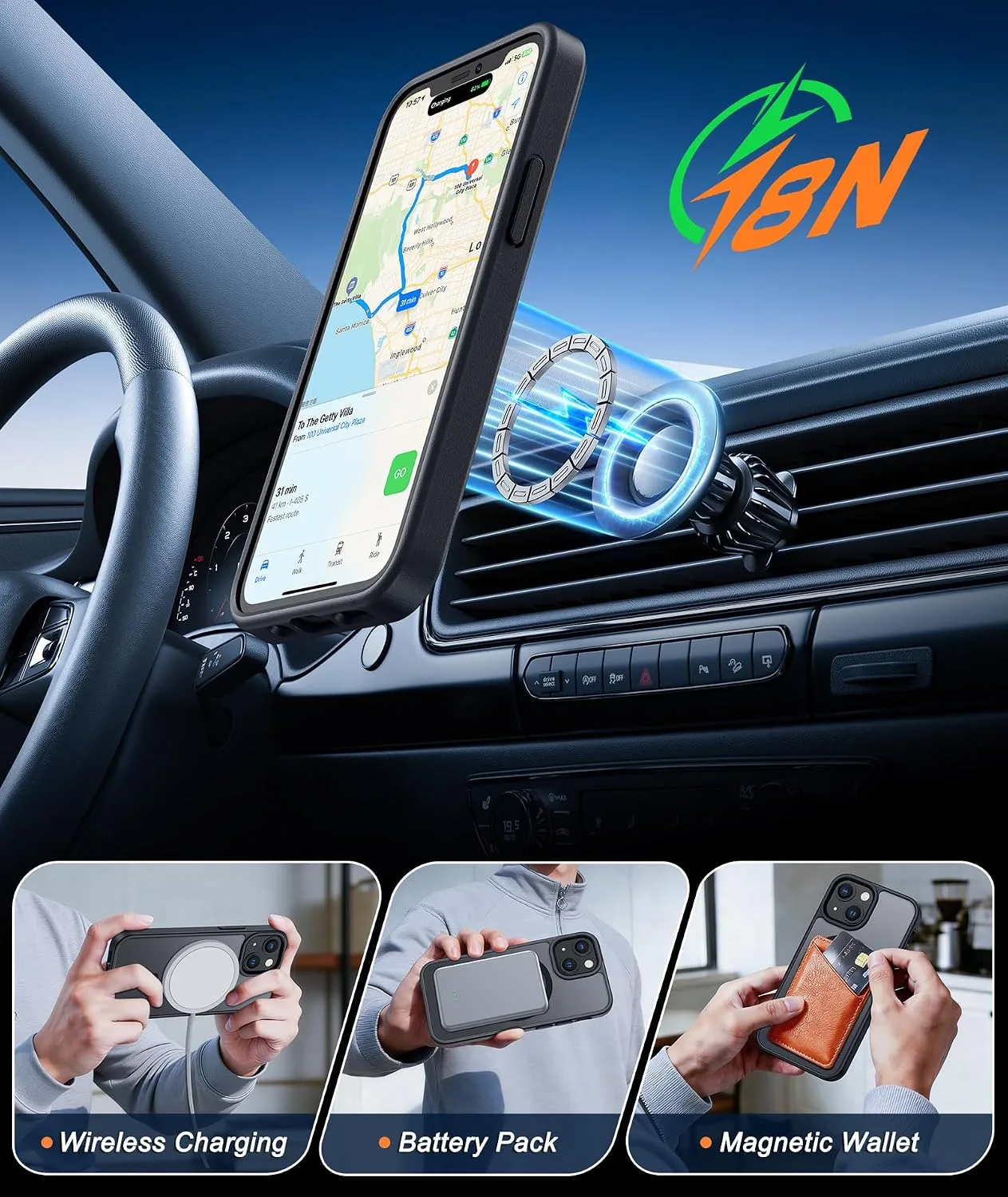 FNTCASE for iPhone 13 Mini/iPhone 12 Mini Case Fit for MagSafe Black