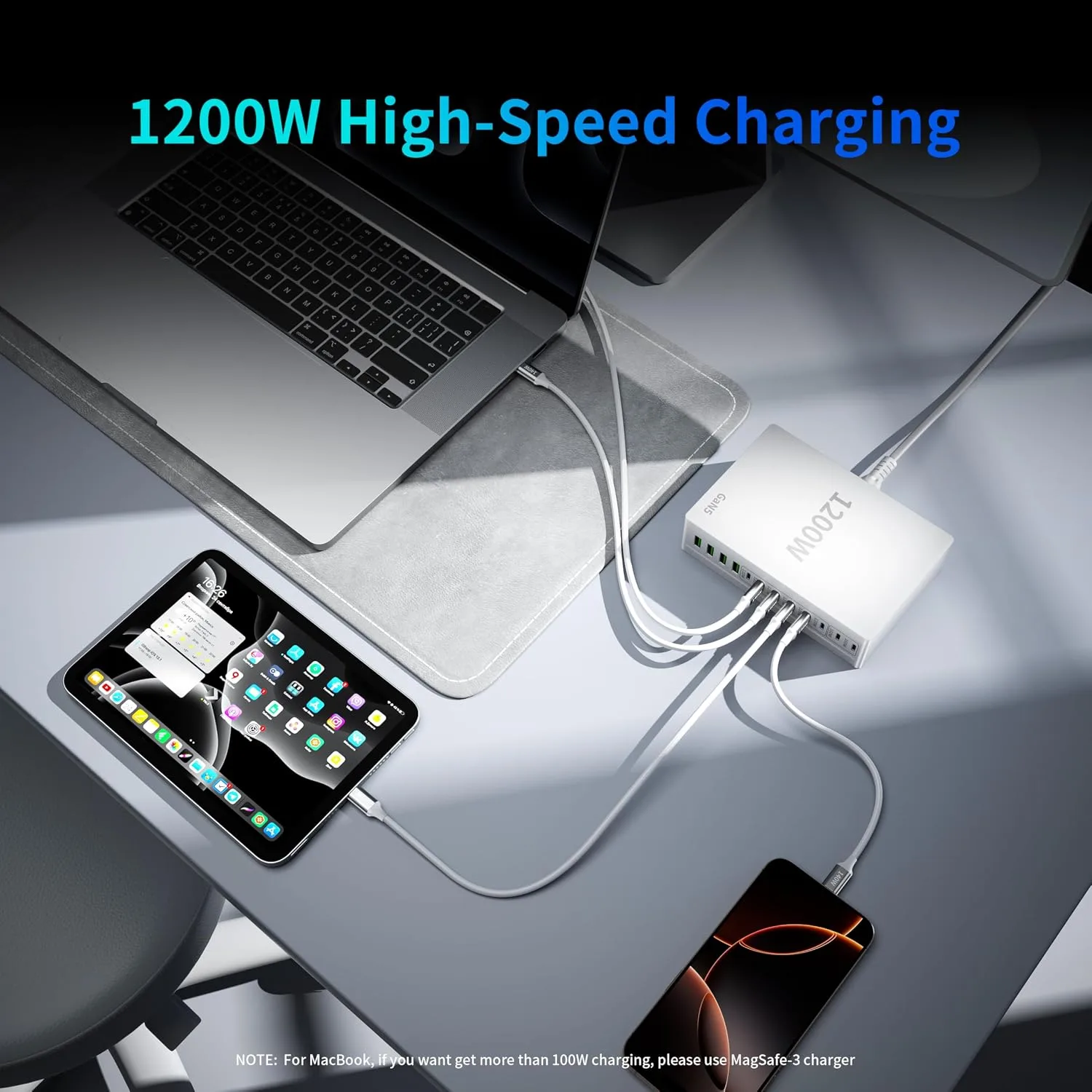 1200W USB C Charger Block.Fast MacBook Pro Charger Charging Station 12 Port 140W PD PPS AVS HUB for All iPhone 17 Pro Max/17 Air/16 SE/Samsung Galaxy 25/ MacBook Pro/Air/iPad Pro/240W Cable
