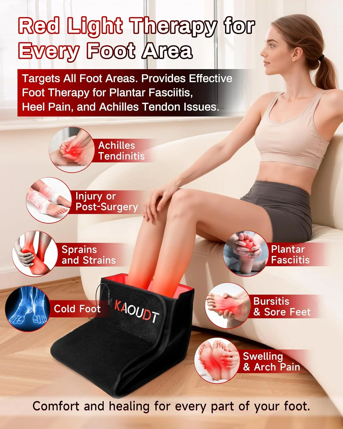 Medical Grade Red Light Therapy for Feet Neuropathy, FSA&HSA, Black