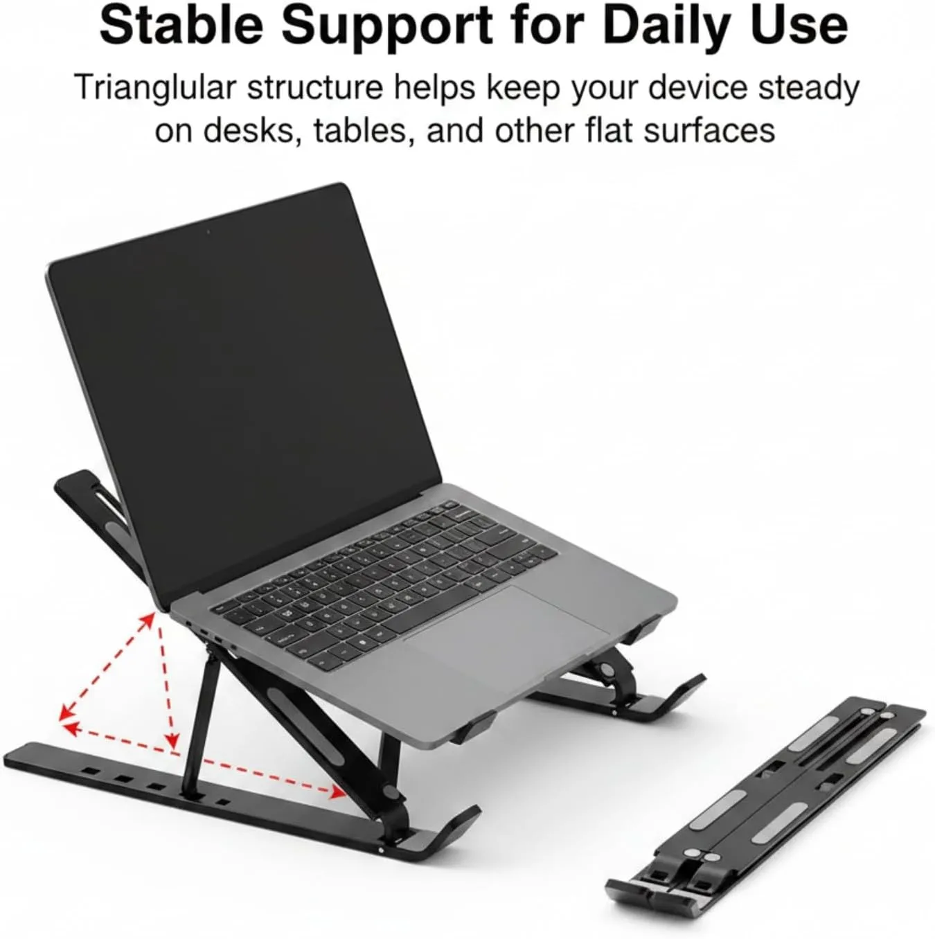 Foldable Laptop Stand, 7-Level Adjustable Aluminum Alloy Tablet Holder, Ultra-Thin Portable Notebook Riser for Desk, Office, Home, Travel (Black,Aluminum Alloy)