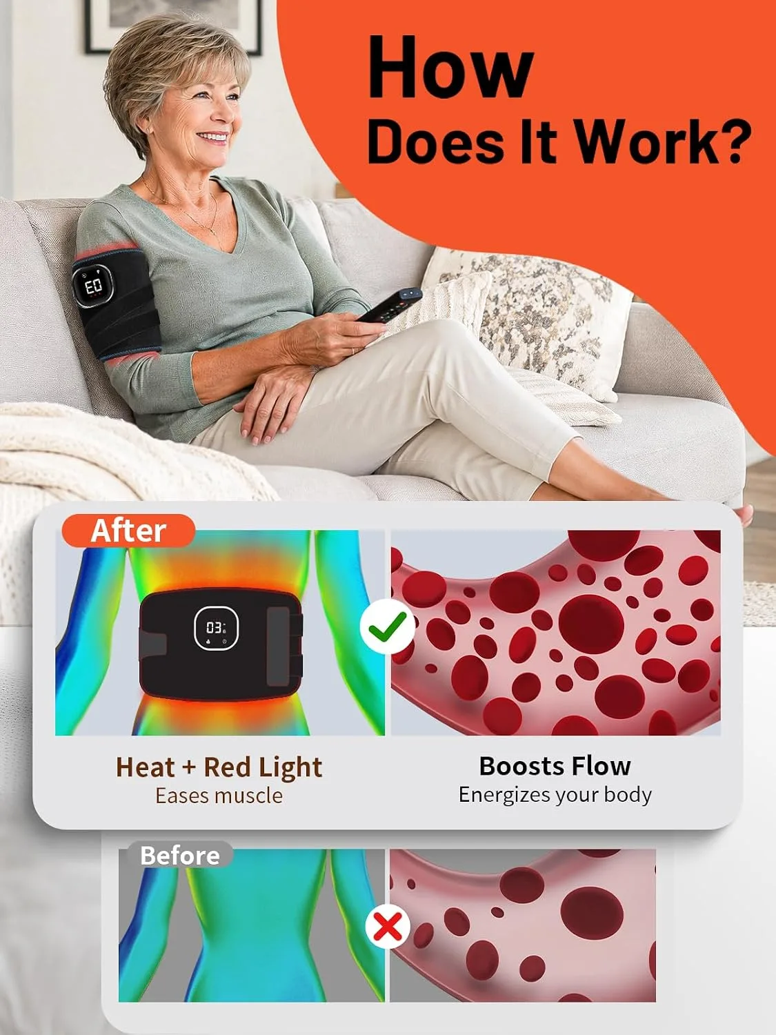 Red Light Therapy Pad with 5 Modes & 3000mAh Cord-Free Controller, 15"x7.1" Infrared Light Wrap, 3-in-1 660nm & 850nm LED for Back, Waist, Shoulder, Knee, Leg, Muscle, Color: Blue