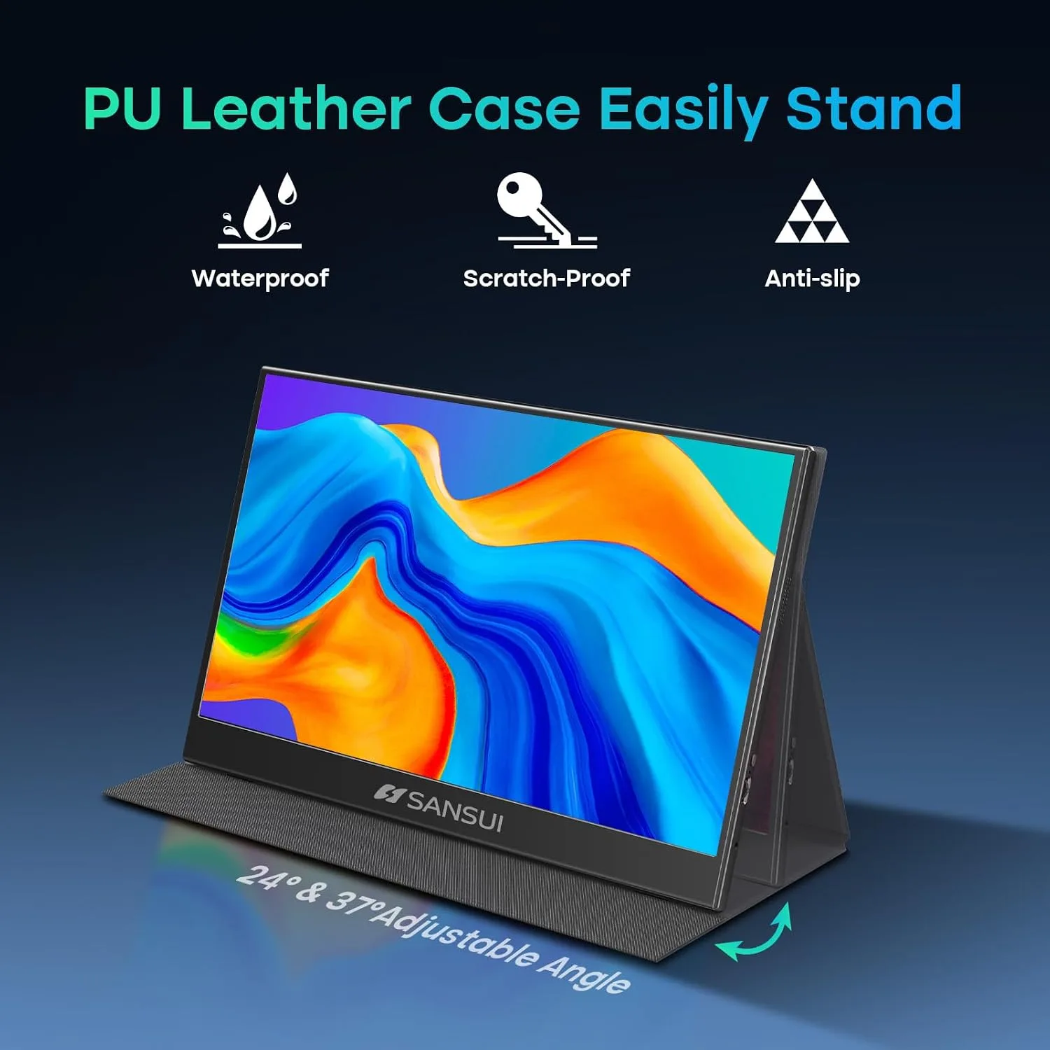 SANSUI 15.6 Inch Portable Monitor, 1080P Travel Monitor for Laptop, Switch
