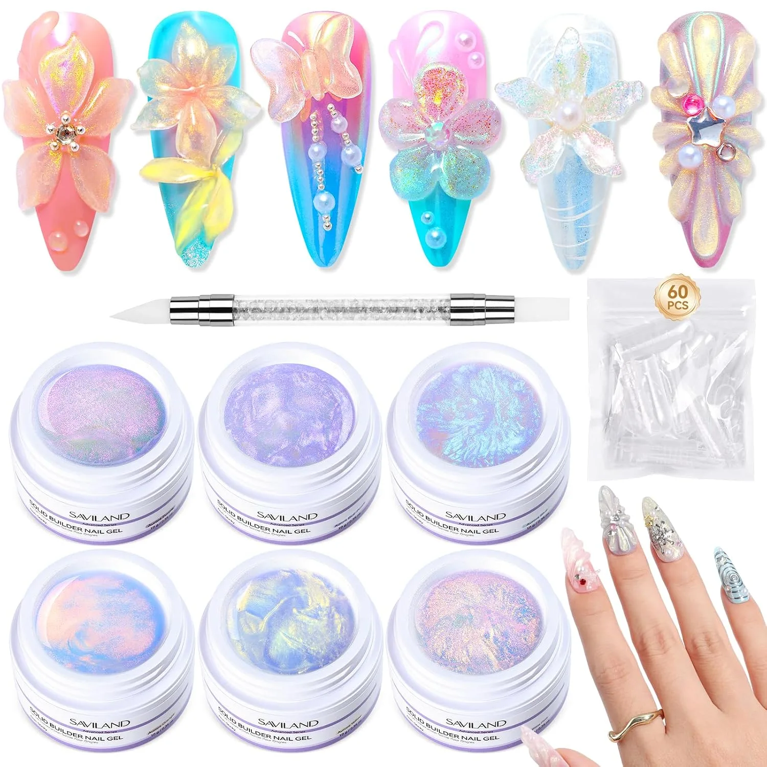 Kit de Gel Constructor para Uñas Saviland 6 Colores Aurora