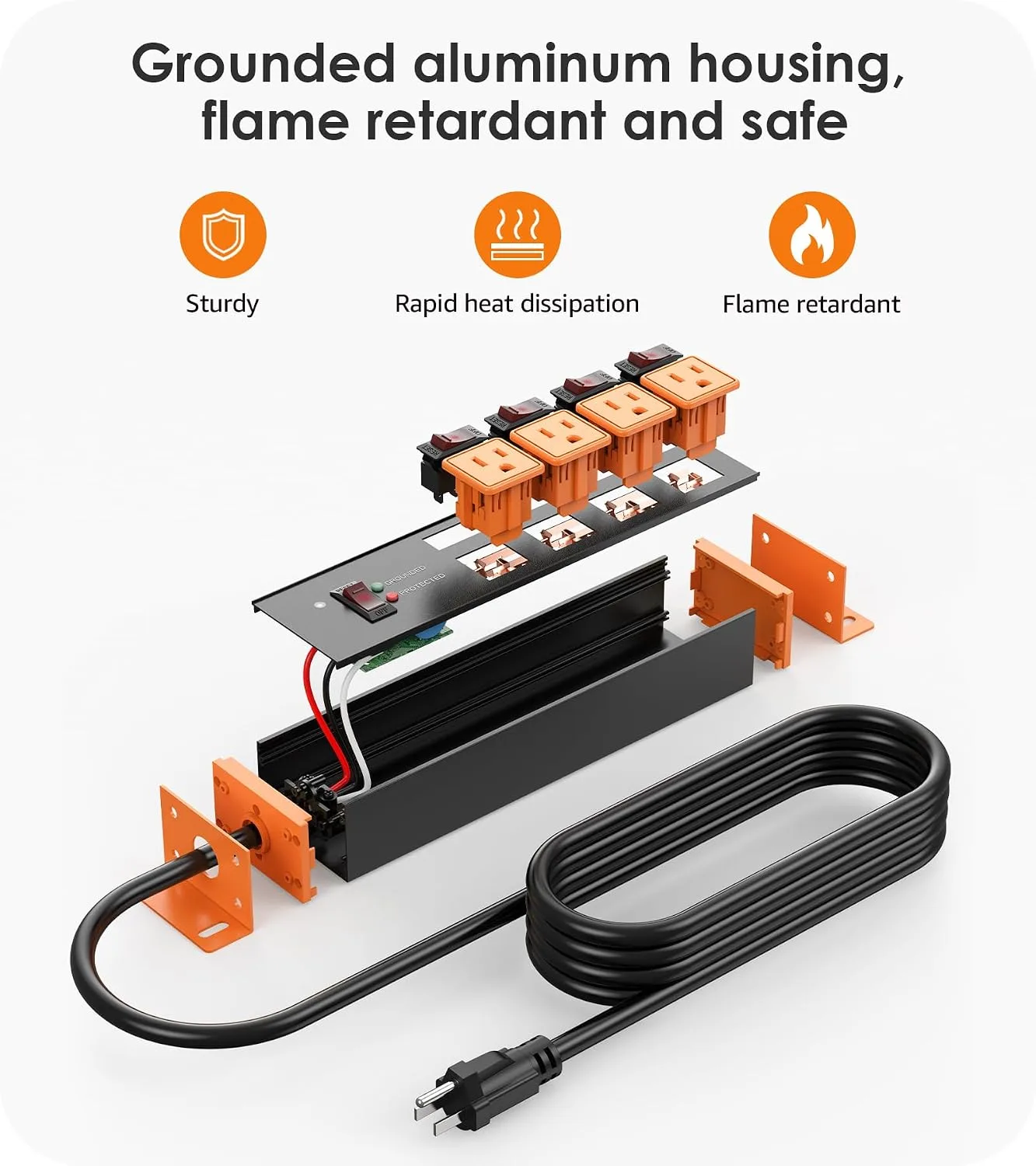 CCCEI 12 Gauge Heavy Duty Surge Protector, Orange, 6FT, 1