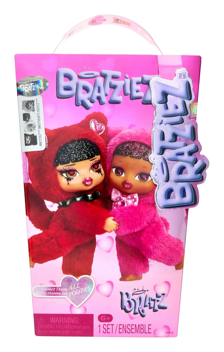 Bratziez Sweetheartz Plush Blind Box with Charm Clip and Accessory, Collectible Characters