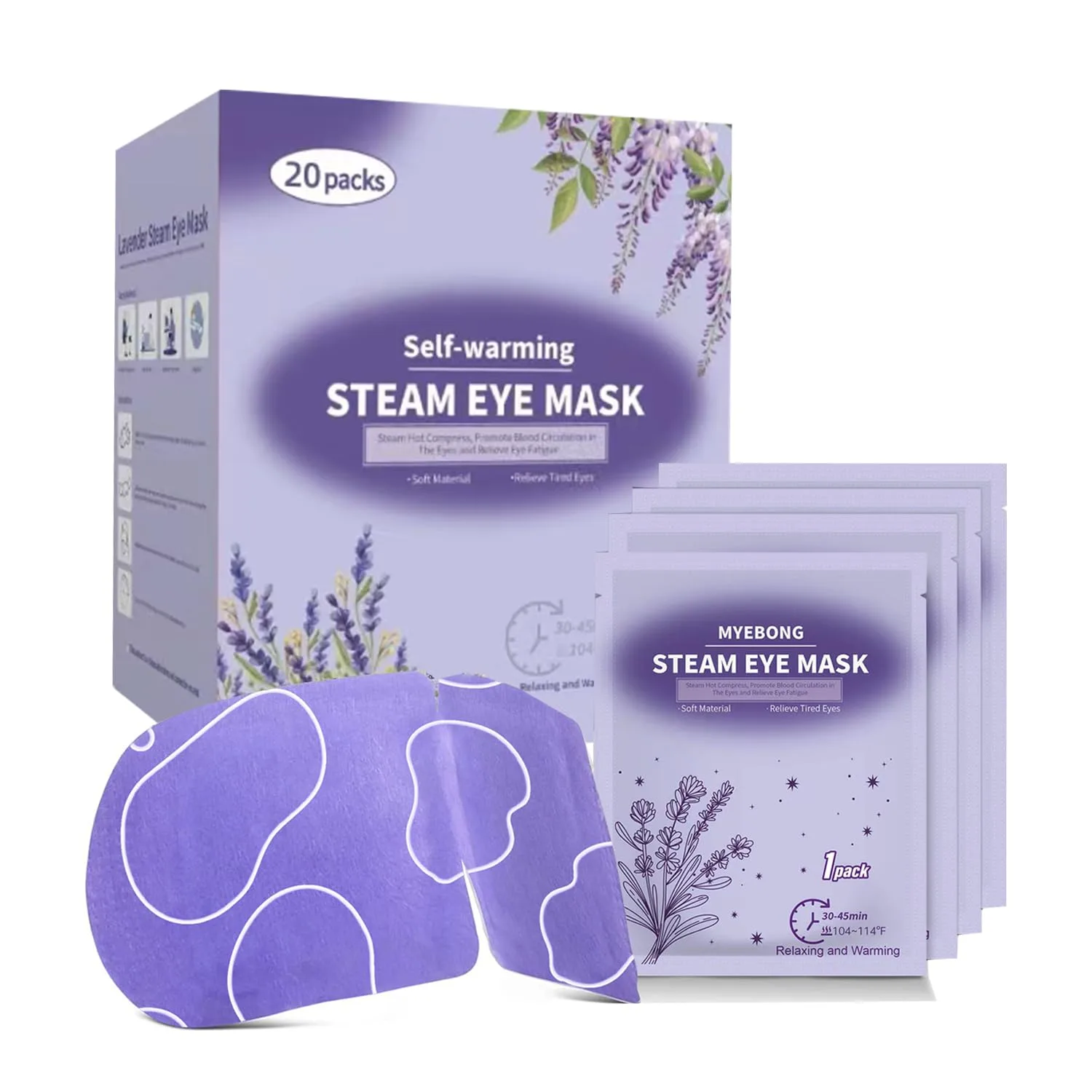 20 Packs Steam Eye Mask Disposable Heated Eye Mask for Dry Eyes, Lavender