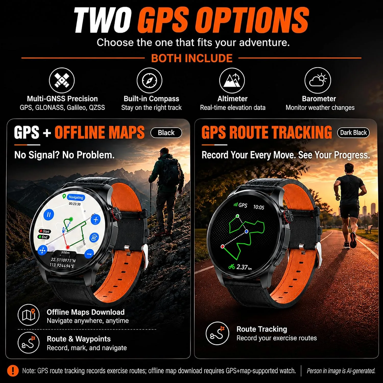 Smart Watch for Men with GPS Maps, 1.46"AI Smartwatch, BT Call/Text Reply