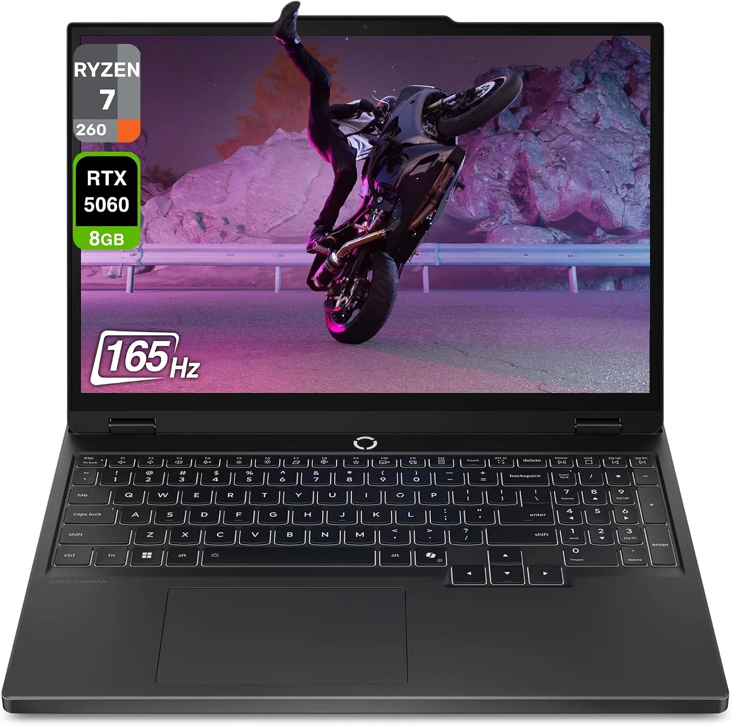 Lenovo Legion 5 Gen 10 Gaming Laptop, AMD Ryzen 7-260, 16 GB DDR5 RAM, 2 TB PCIe SSD, 15.1" WQXGA (2560x1600) Display, Nvidia G-Force RTX 5060, 24-Zone RGB Backlit Keyboard, W11 Home, Eclipse Black