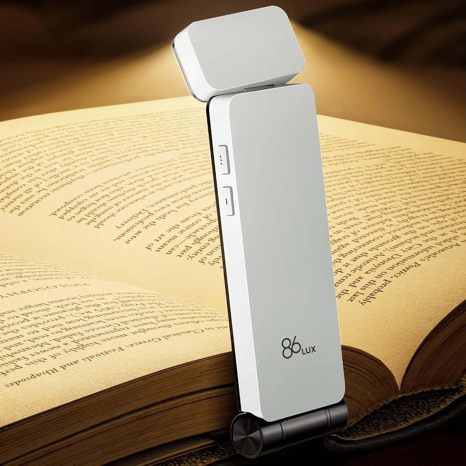 86lux Book Light, Rechargeable Clip-On LED Reading Light for Bed