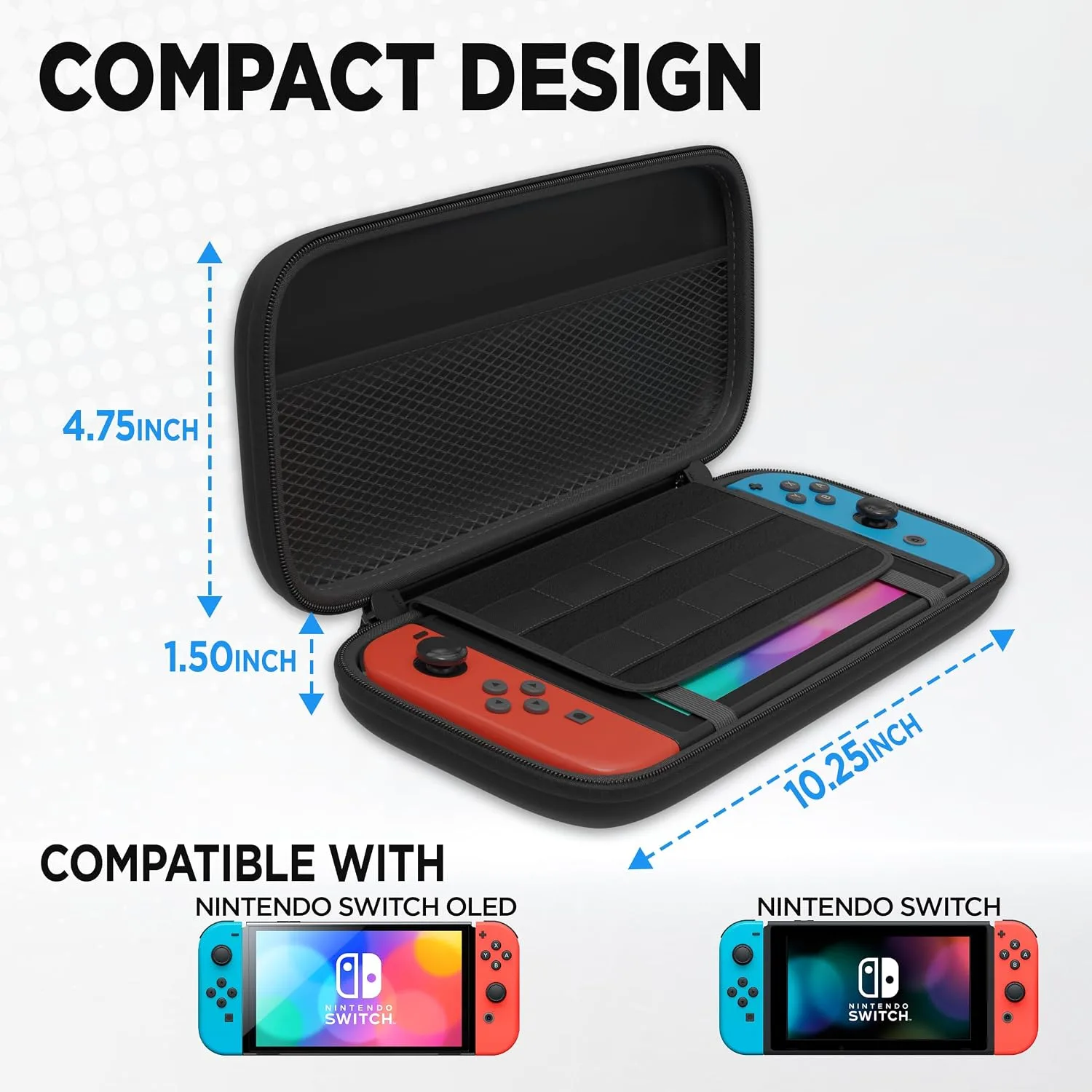 Neptune Protective Nintendo Switch Case – Switch/OLED Travel Case Bundle w/ Game Cartridge Holder, Screen Protector, Microfiber Towel | Nintendo Switch Carrying Case, Switch Accessories & Protection