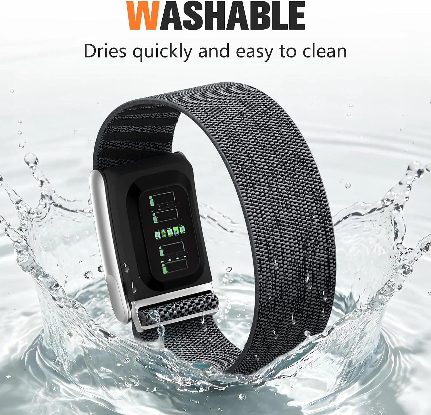 Getino Sport Band Compatible with Whoop 5.0 Bands One, Peak and Life/MG, Breathable Adjustable Elastic Replacement Soft Nylon Strap Accessories for Whoop Band 5.0 Fitness Tracker, GrayBlack