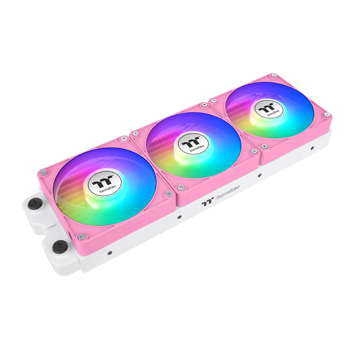 Thermaltake CT120 EX ARGB Sync PC Cooling Fan 3 Pack, PWM 500~2000 RPM, 5V Motherboard Sync, 16.8 Million Colors 9 LEDs, MagForce 2.0 Connectors, Hydraulic Bearing, Bubble Pink, CL-F219-PL12PK-A