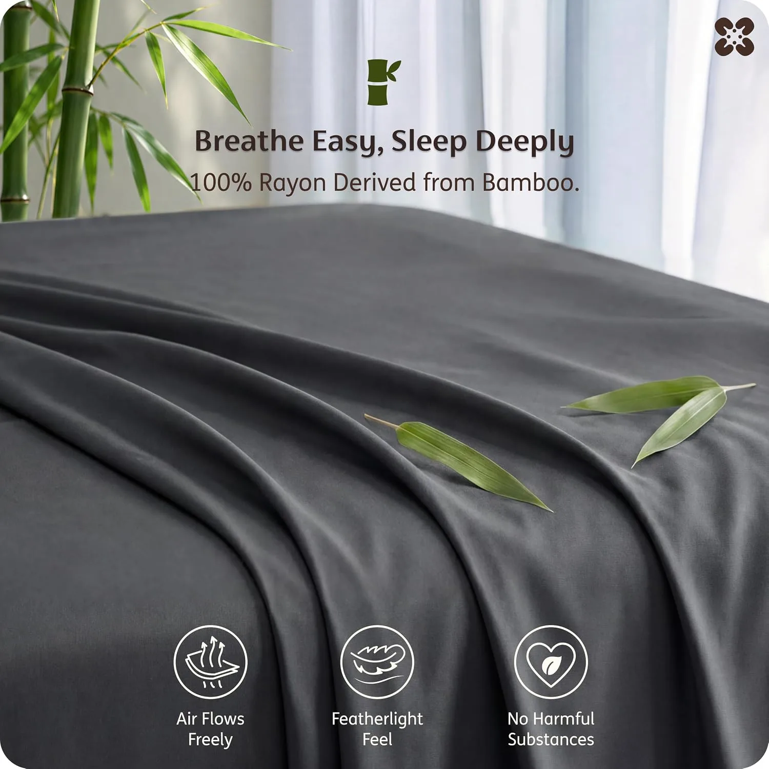 Bedsure PureWoven 100% Rayon Derived from Bamboo, Full Size Sheets, 4 PCS