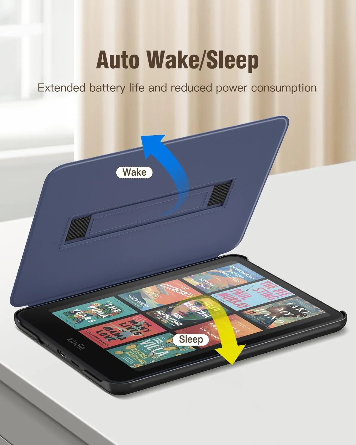 MoKo Case for 7" Ebook Reader(12th Gen 2024) and E-Reader, Blue Leaf Flower
