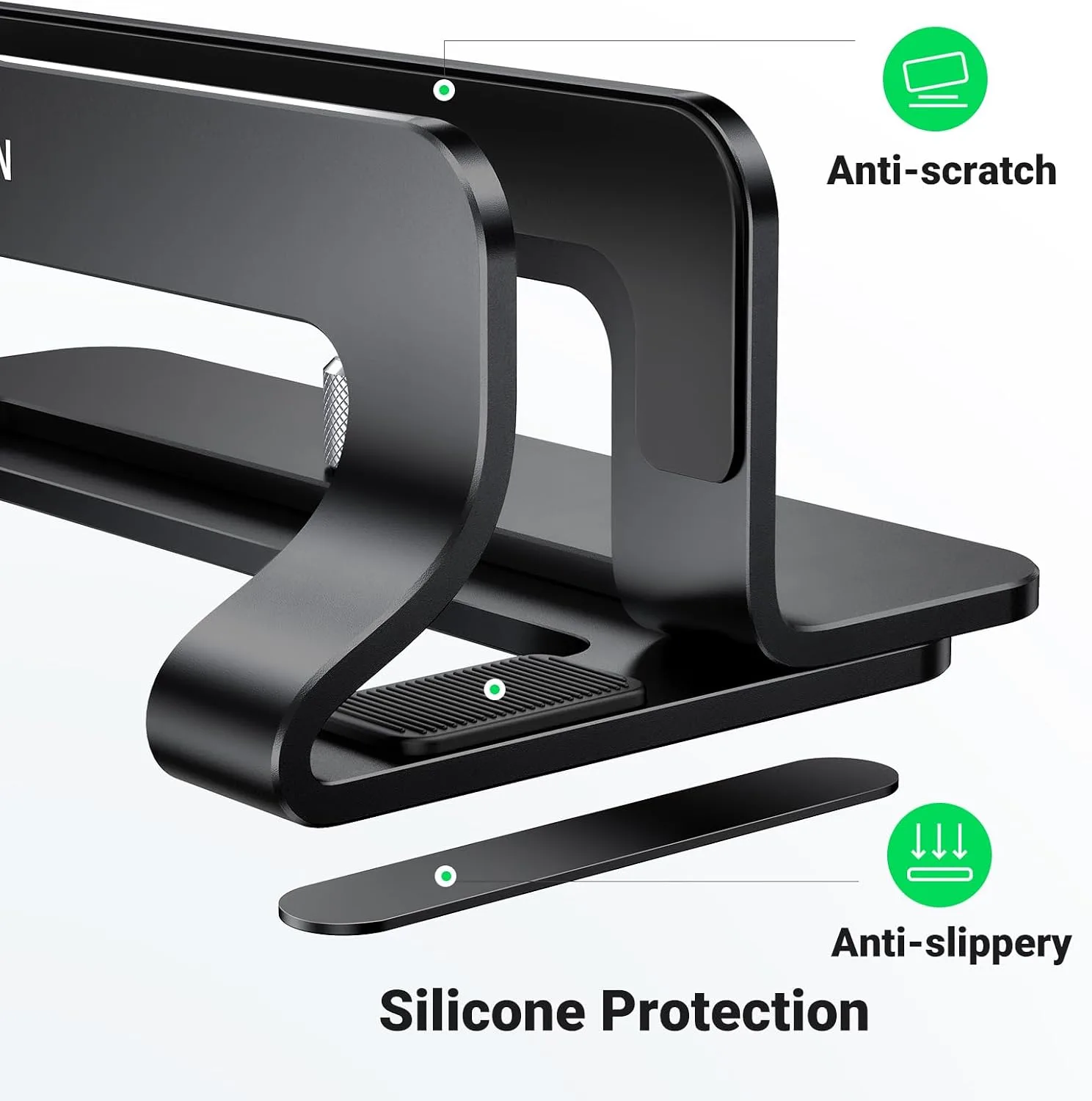UGREEN Vertical Laptop Stand Holder for Desk Compatible with MacBook Pro, MacBook Air Stand Vertical Aluminum Adjustable for Up to 17.3 Inch Gaming Laptop, Black