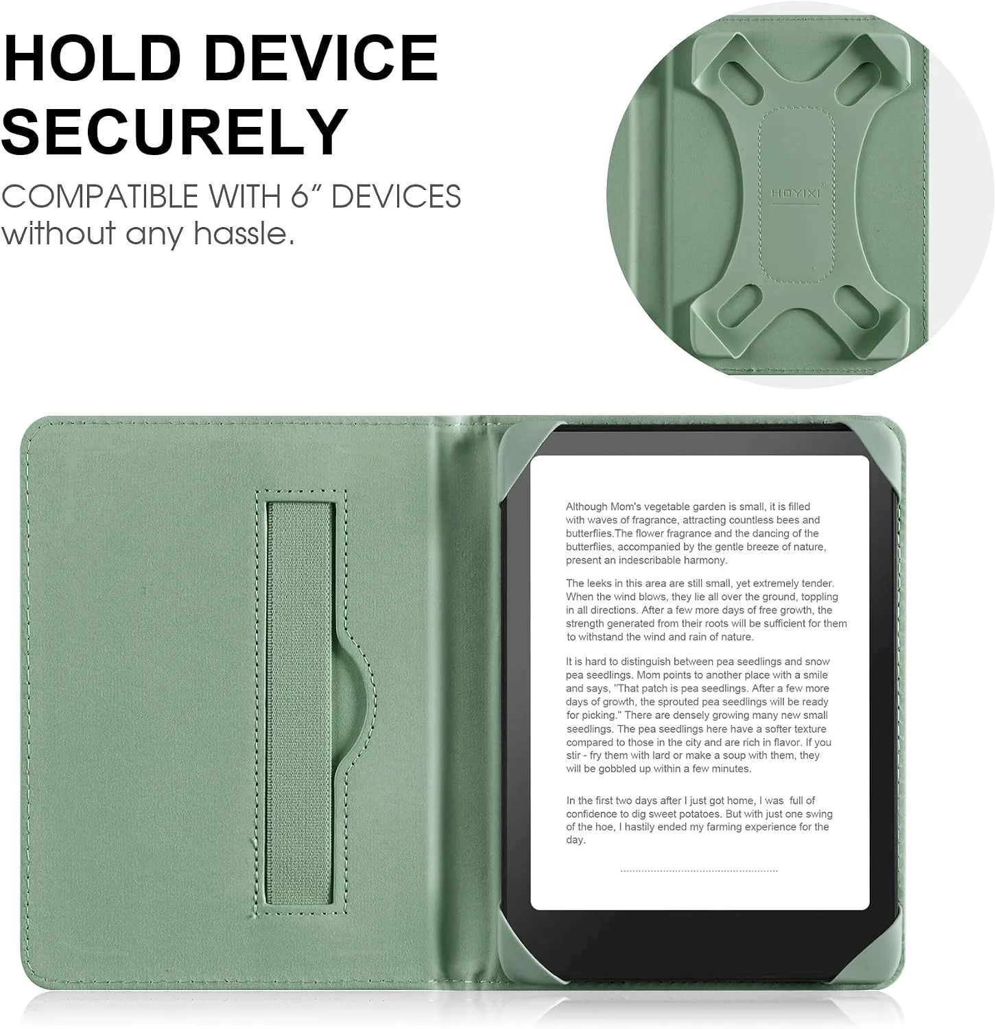 HoYiXi Universal Case for 6 inch Kindle eReader Compatible with Paperwhite(2015/2018)/Pocketbook and Tolino/Kobo Clara HD,6" eReader Protective Case Cover Elastic Rope,White Flowers
