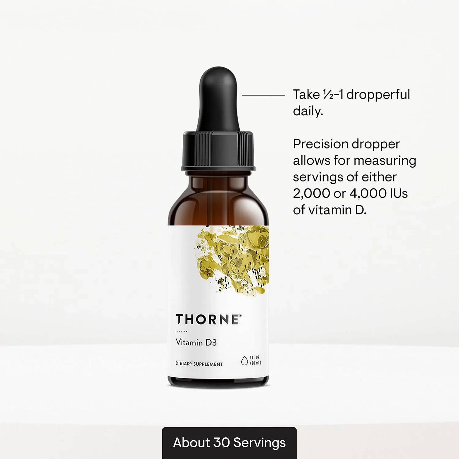 THORNE Vitamin D3 Liquid, 4,000 IU with Precision Dropper, 30 Servings