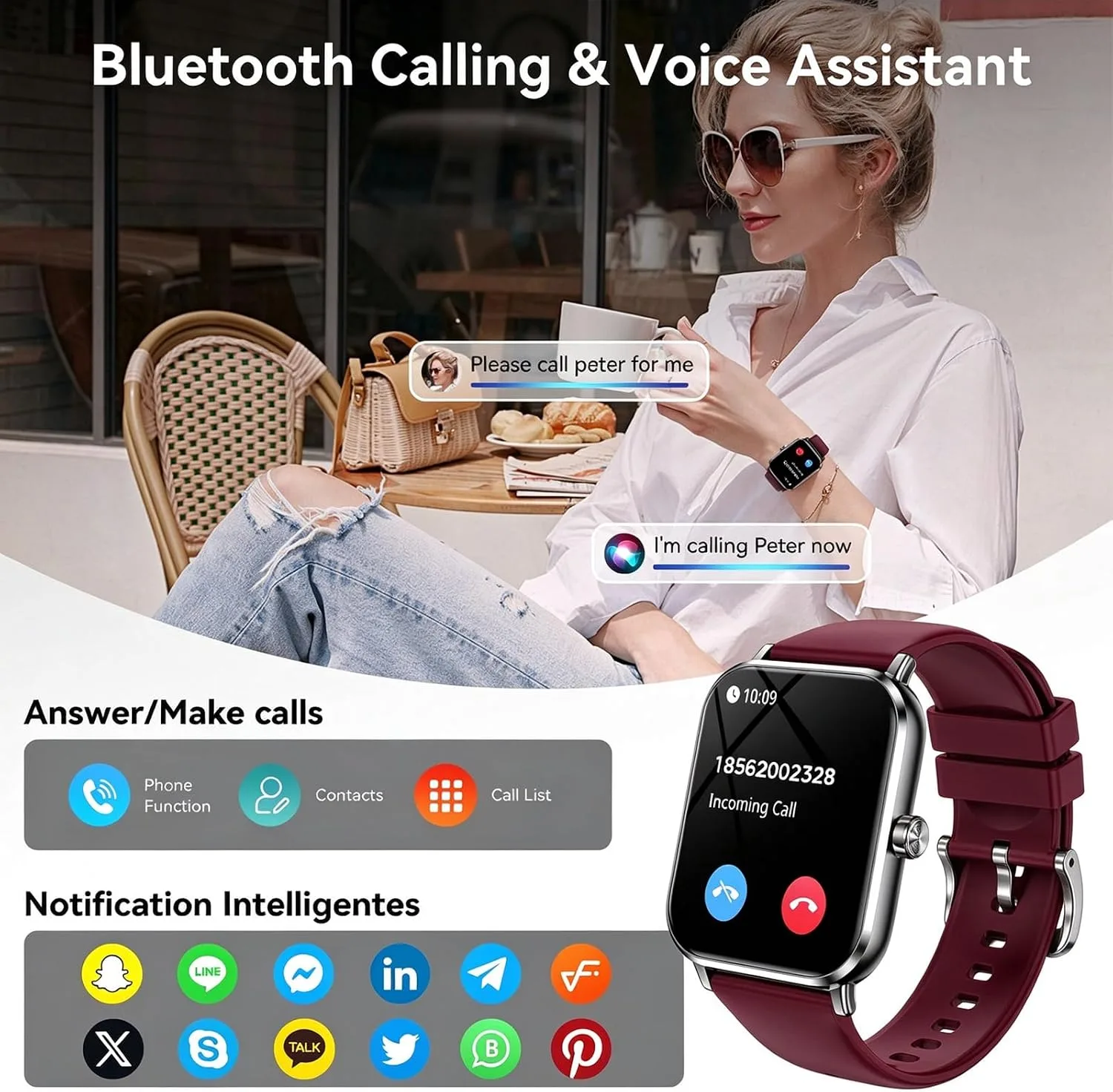 Smart Watch for Men Women, 1.83" HD Touch Screen with Bluetooth Call, IP68 Waterproof, 140+ Sport Modes, Fitness Tracker with Heart Rate & Sleep Monitor, Pedometer, Compatible with Android iPhone