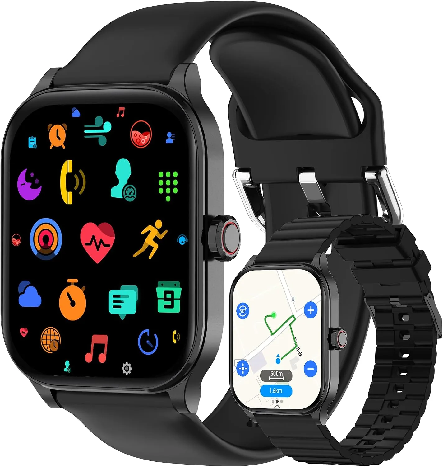 Smart Watch, GPS & Free Maps, 1.96" HD Screen, AI, Bluetooth Call & Text