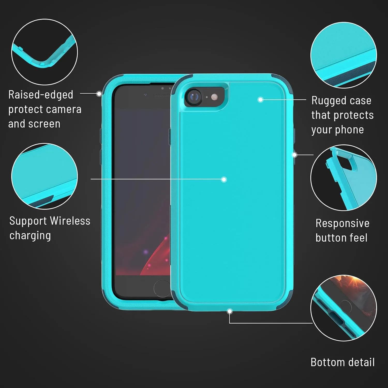 X-belmox Heavy Duty Phone Case for iPhone SE 3rd Gen with Screen Protector