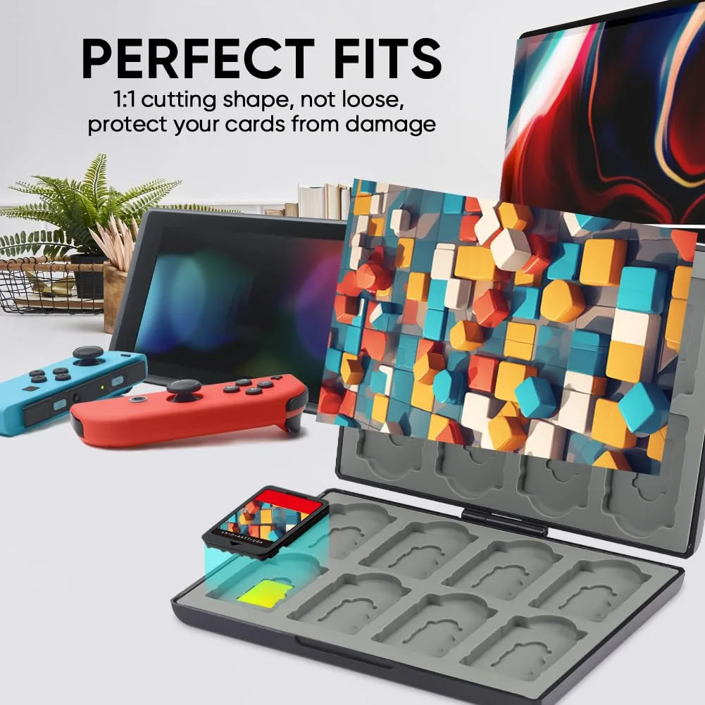 fivtek Game Card Case for Nintendo Switch2/Switch/Switch Lite/OLED, Switch Game Holder Storage Card Portable Cartridge Case with 16 Game Card Slots and 16 Micro SD Card Slots