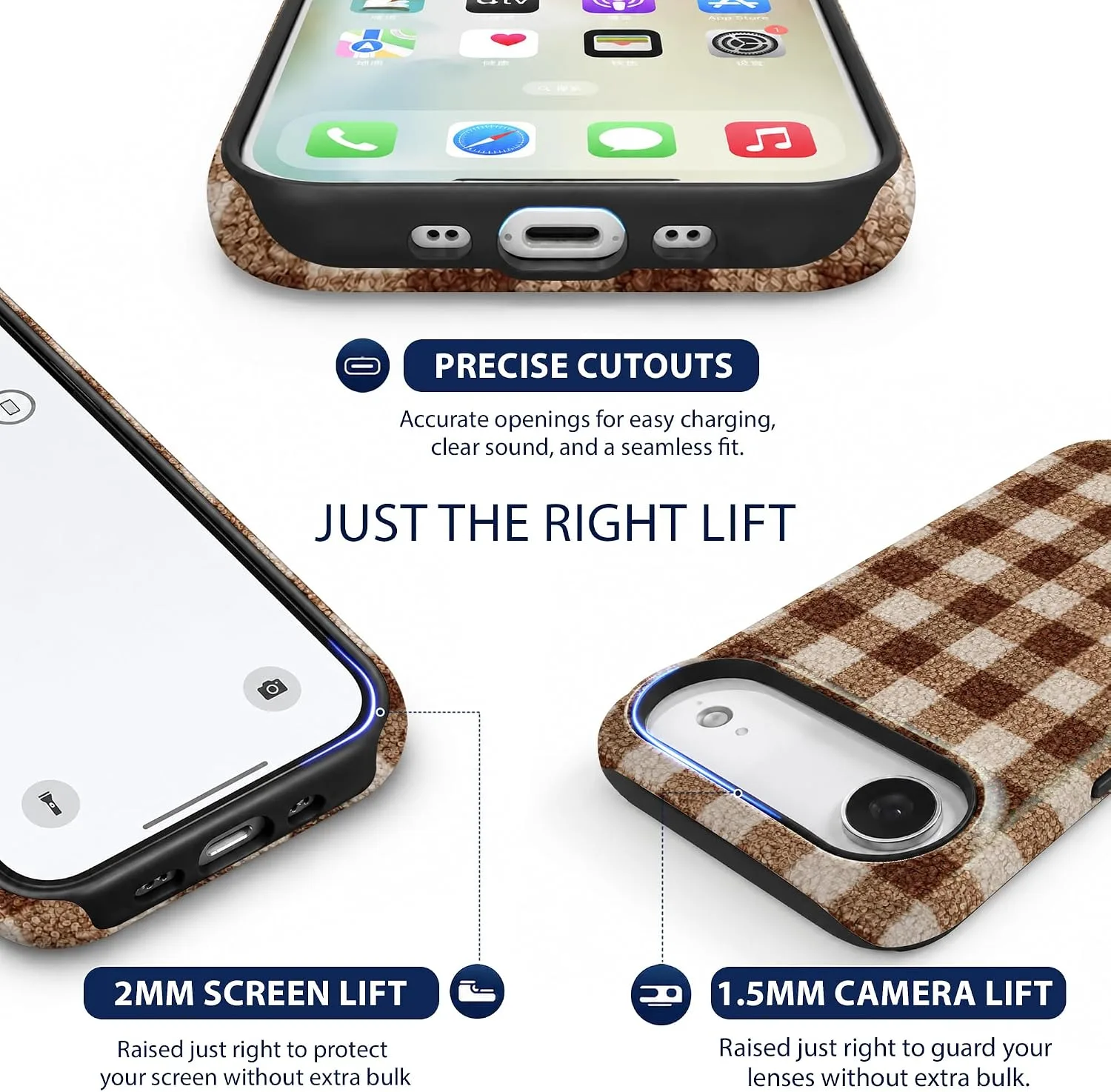 Magnetic for iPhone 17 AIR Chic Fall Brown Gingham Phone Case