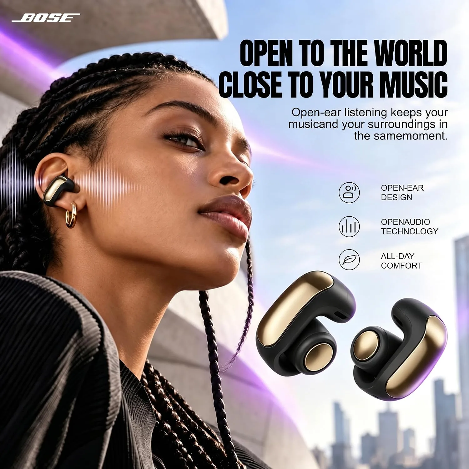 Bose Ultra Open Earbuds Bluetooth Open-Ear Clip-On Headphones Power Bundle