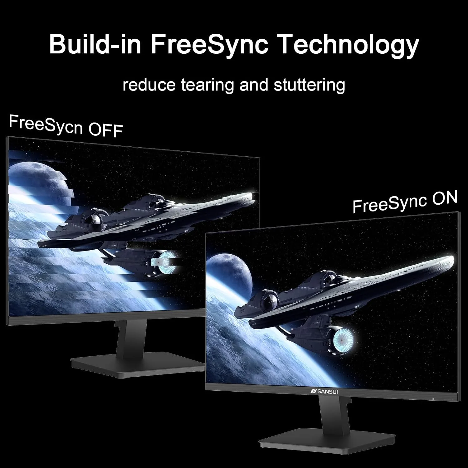 SANSUI 27 Inch Monitor,120Hz Computer Monitor Full HD 1920 x 1080P with HDMI DP Ports, 4000：1 Contrast, 110% sRGB, Eye Care, Frameless, 100 x 100mm VESA Mountable, for Work, Business, Gaming