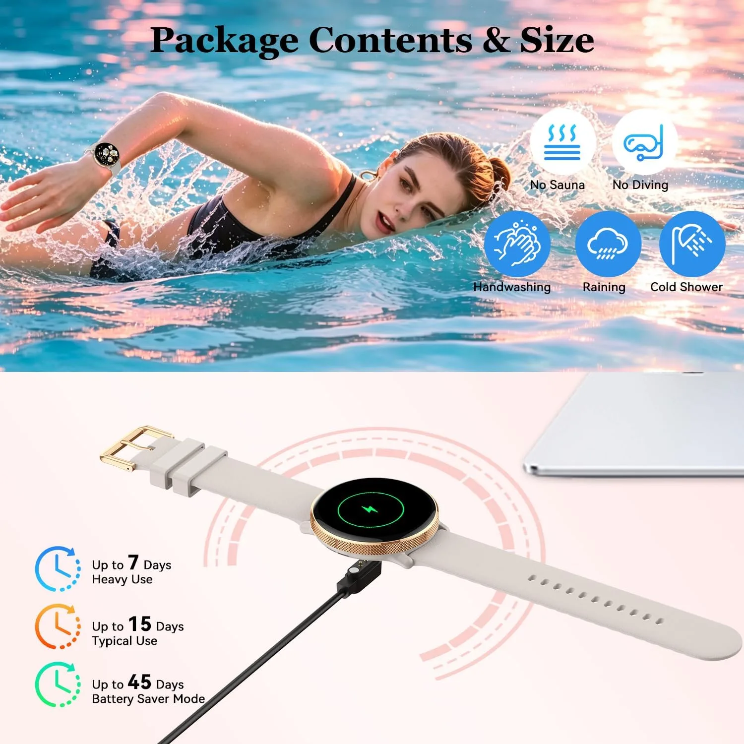 Smart Watch for Women Fitness Tracker: Waterproof Bluetooth Call Answer/Make Smart Watches for Android/iPhone Digital Women Smartwatch Activity Pedometer Heart Rate Monitor 120+ Sports Model