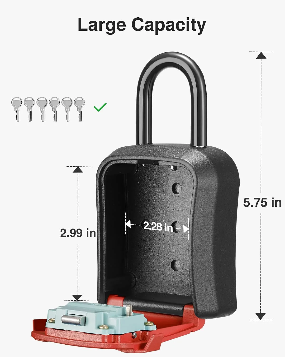 Puroma Key Lock Box for House Keys Combination Lockbox with Code, 1 Red