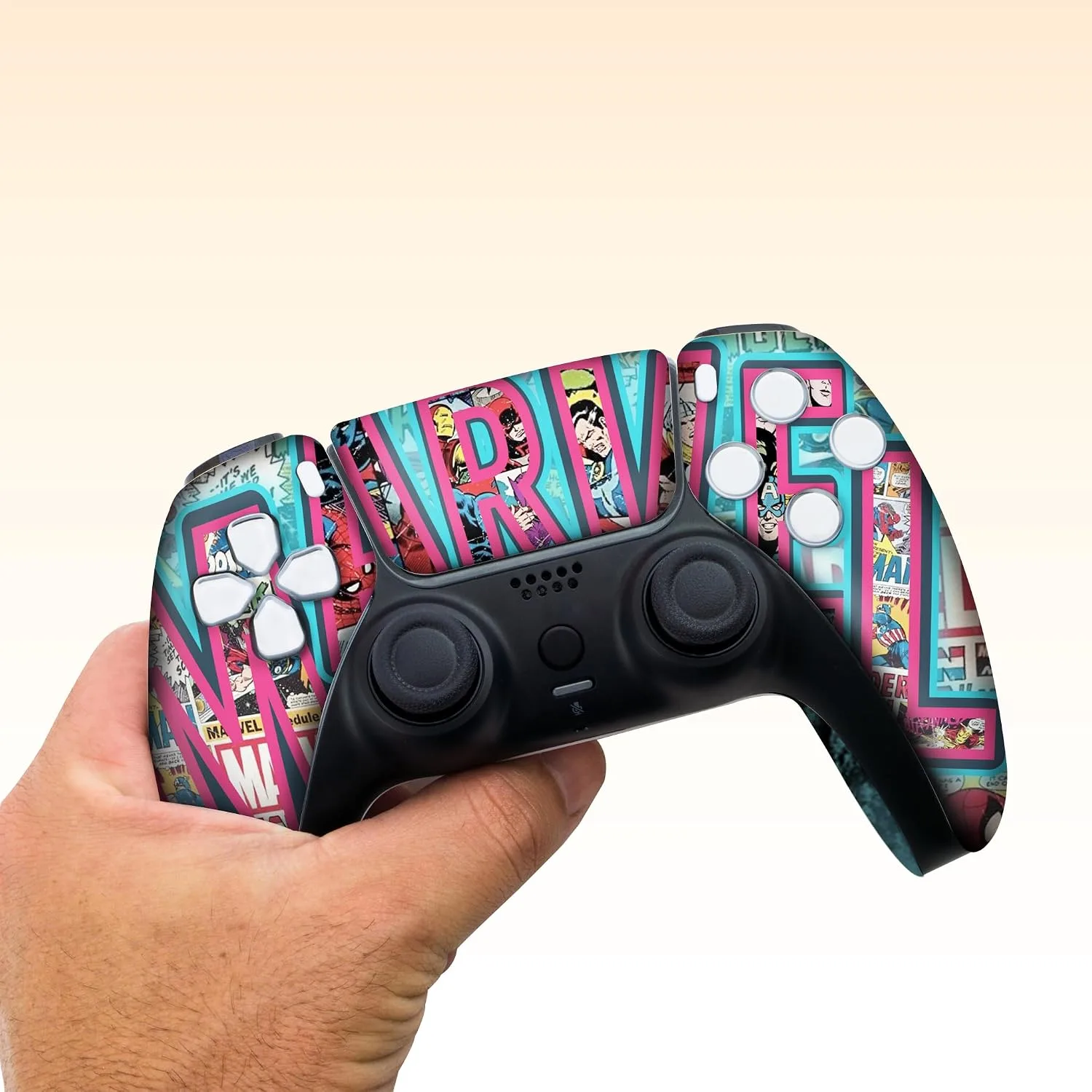 Marrvel Custom PS-5 Controller Wireless compatible with Play-Station 5 Console by BCB Controllers | Proudly Customized in USA with Permanent HYDRO-DIP Printing (NOT JUST A SKIN) 1