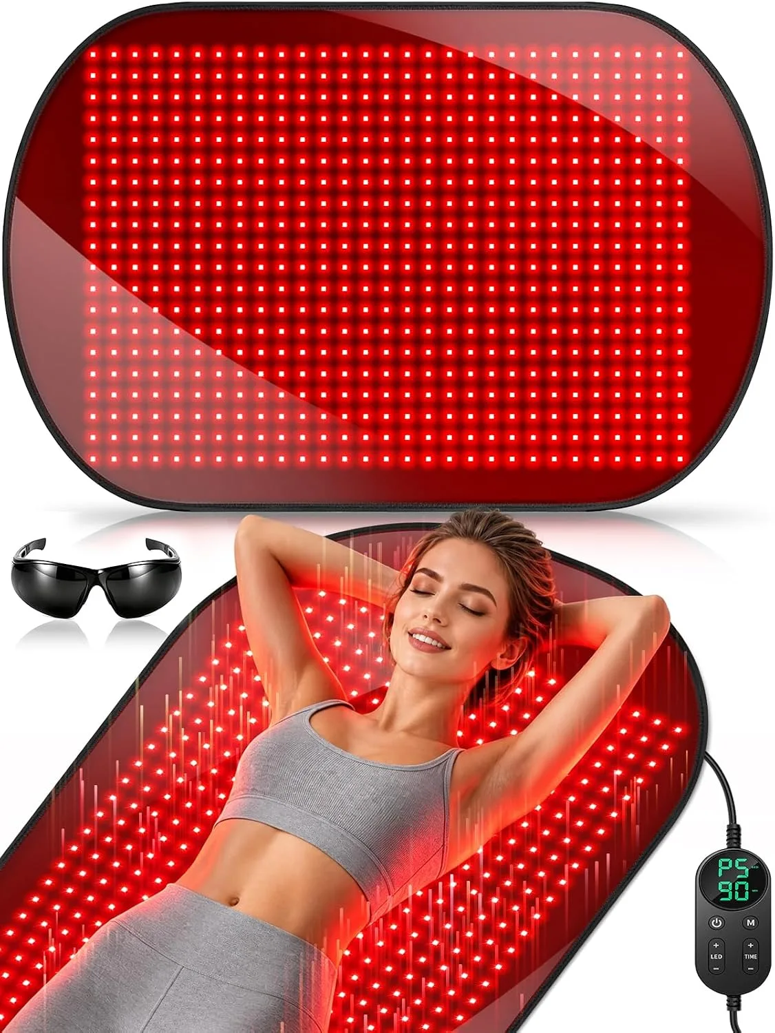 Almohadilla terapéutica Depowin 43'' x 26'' con 580 LEDs para terapia de luz roja