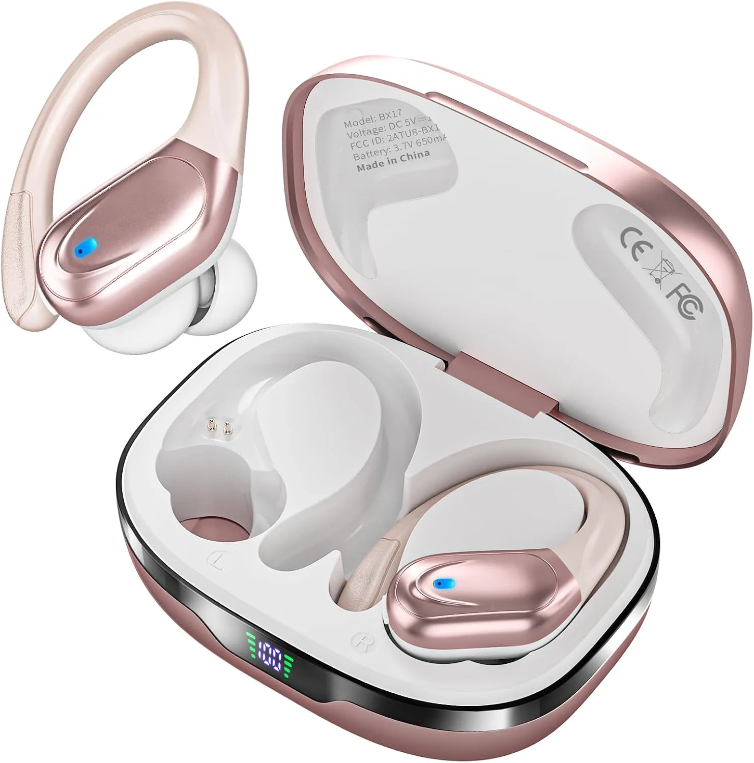HAOYUYAN Wireless Earbuds, Sports Bluetooth Ear Buds Headphones Rosegold