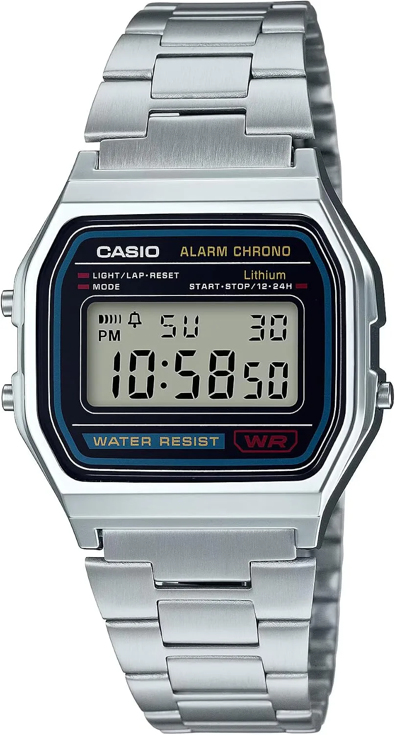 Casio A158WA Series | Unisex Digital Watch | Vintage | WR | 100 SEC Stop Watch | Daily Alarm | Regular Time Keeping: Hour, Minute, Second, PM, Date, Day | Led Light | 7 Yr Battery