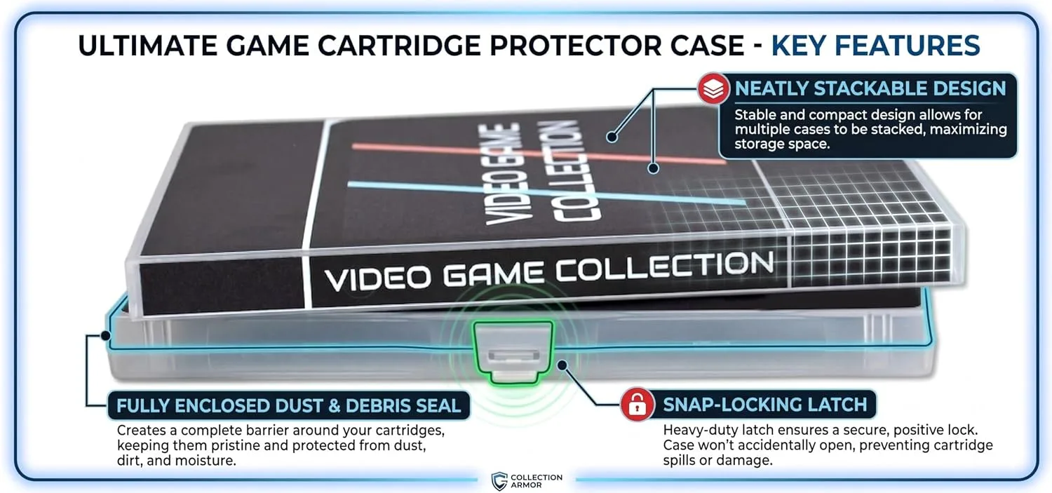 UniKeep Game Case for Nintendo Switch Cartridges - Holds 60 Games Securely in Foam (black and stripes)
